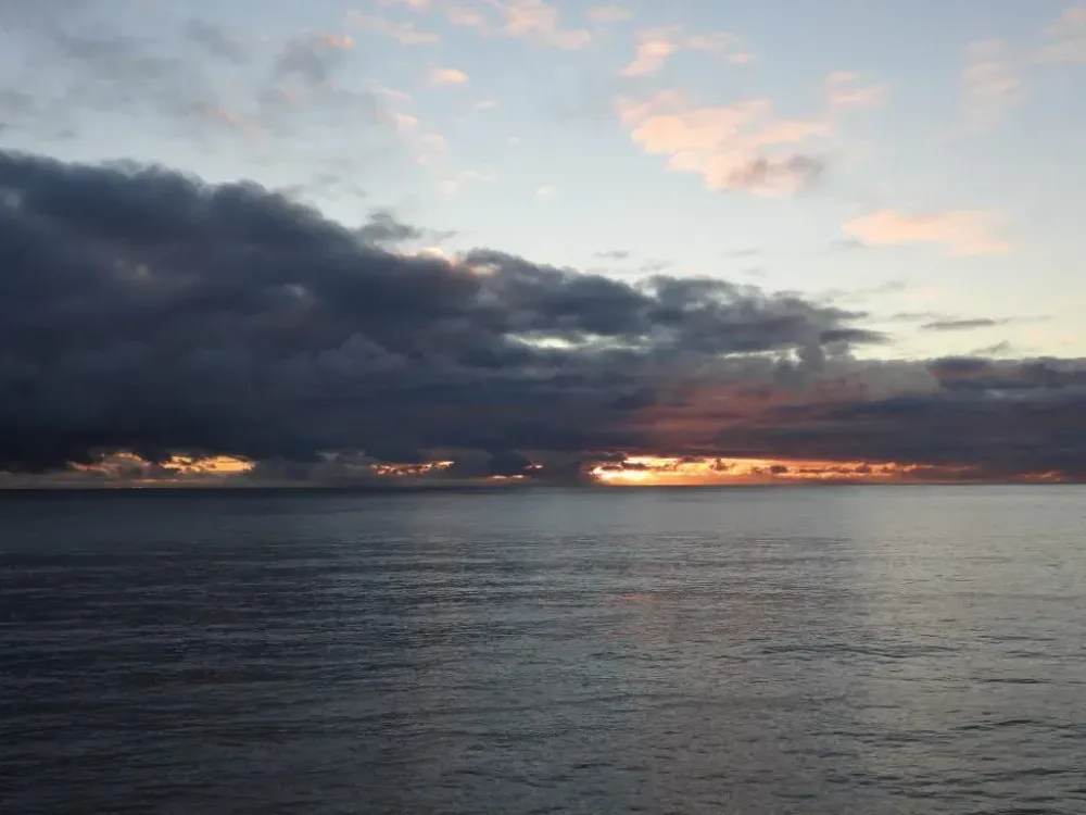 At sea